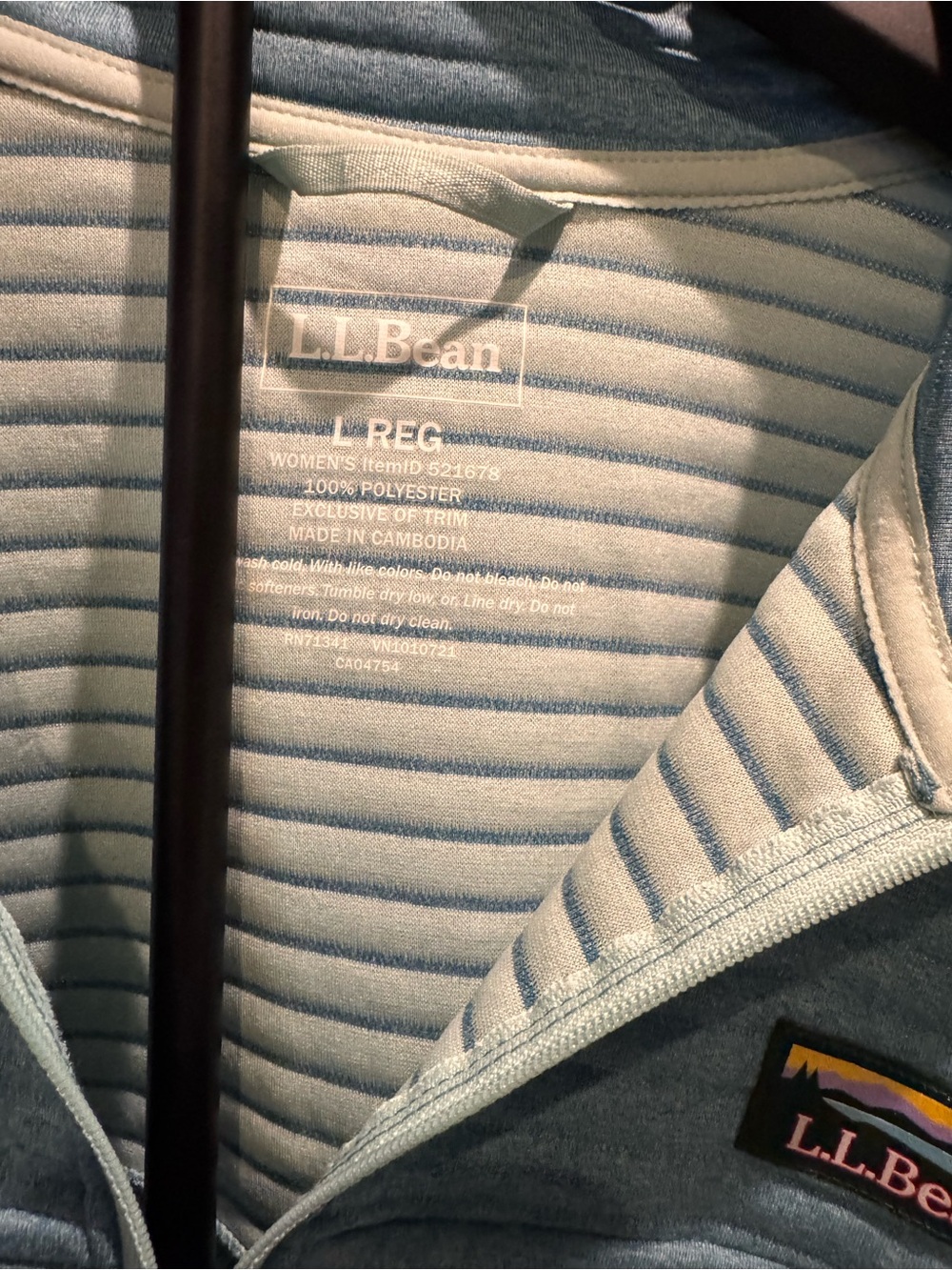 L.L. Bean Women's Light Blue Striped Zip-Front Jacket